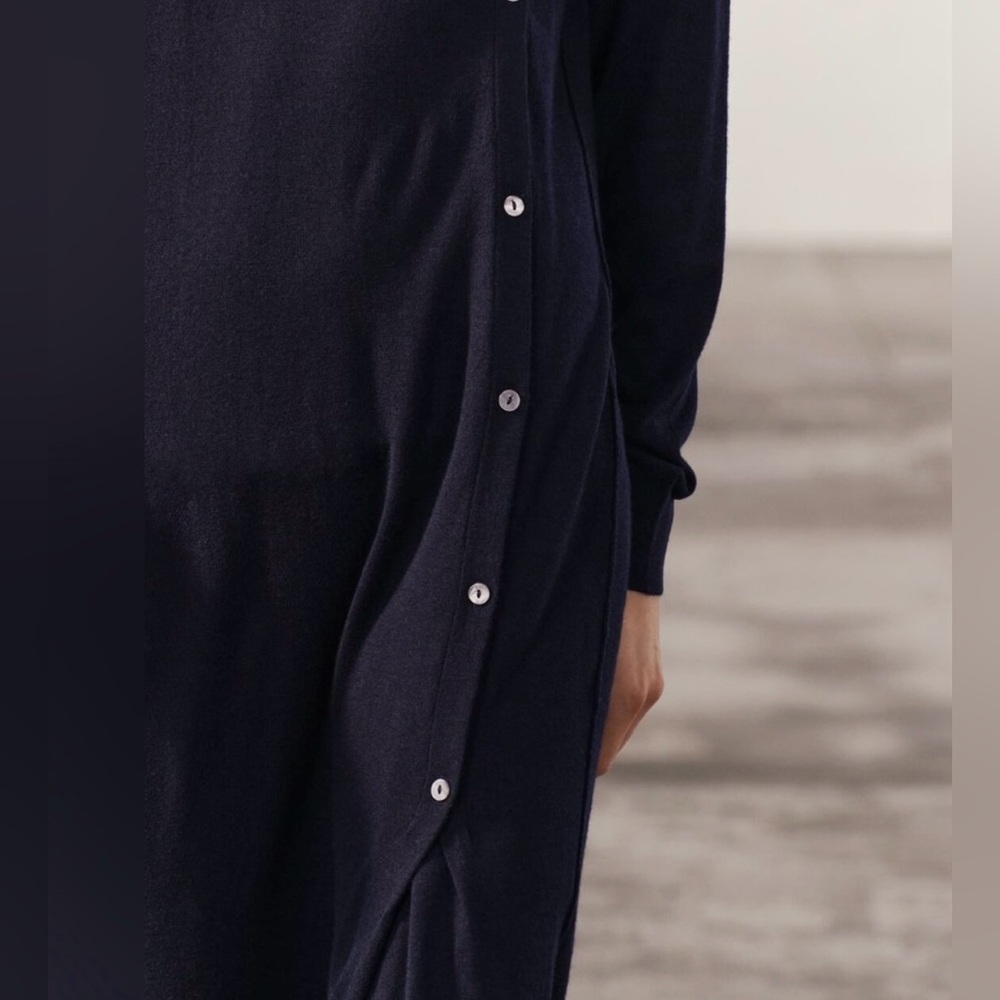 NWT Zara Oversized Navy Long Sleeve Sweater Dress - Picture 3 of 7